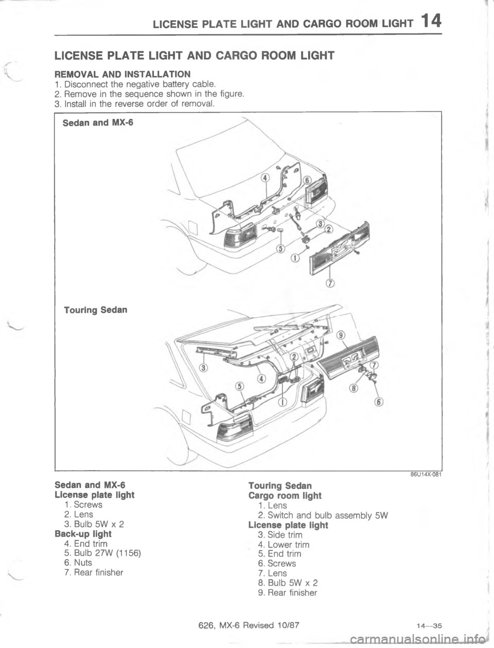 MAZDA MX-6 1988  Workshop Manual .(5)75 -.#5 .@9# ), (4@/ 4// .@9#.
A	0

;
H
#$% 


0

;
H
:
G
C
<
D


;
0
H
G
C
<
D

<;<$ 