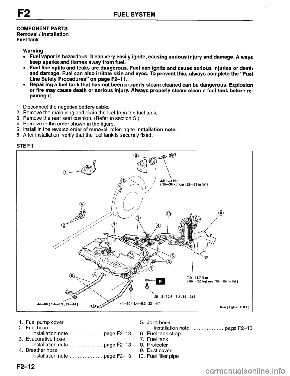 MAZDA PROTEGE 1996 Workshop Manual MAZDA PROTEGE 1996 Workshop Manual