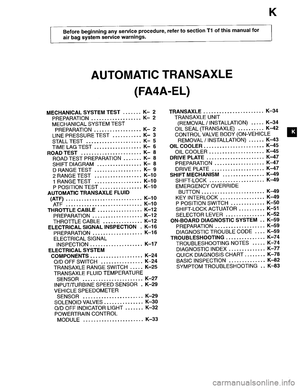 MAZDA PROTEGE 1996 Workshop Manual MAZDA PROTEGE 1996 Workshop Manual