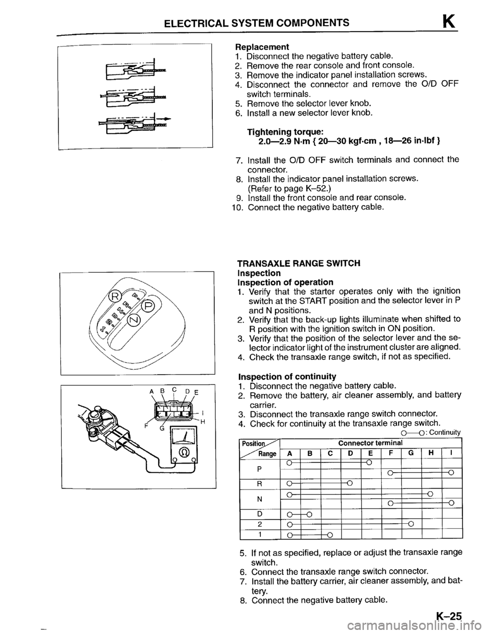 MAZDA PROTEGE 1996  Workshop Manual 