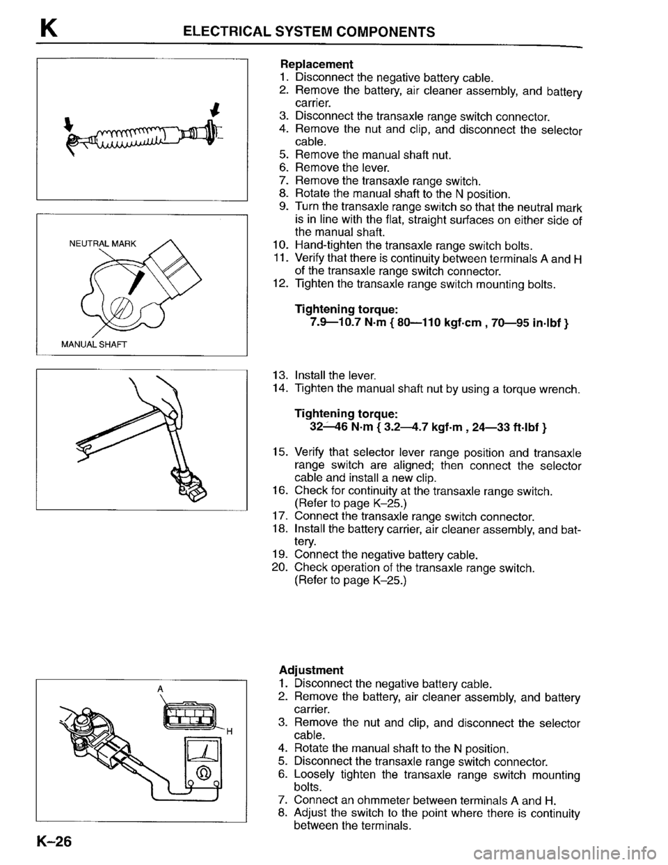 MAZDA PROTEGE 1996  Workshop Manual 