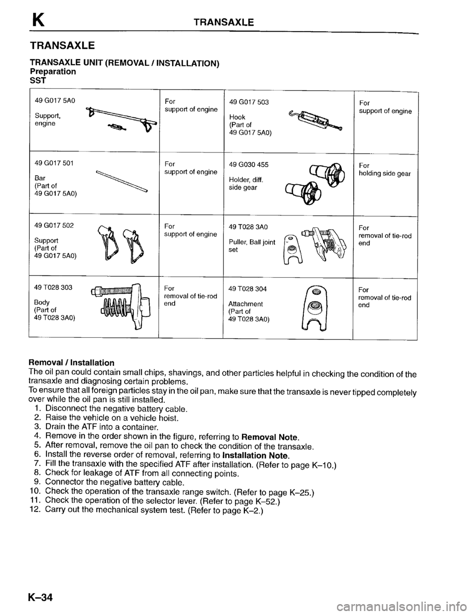 MAZDA PROTEGE 1996 Workshop Manual MAZDA PROTEGE 1996 Workshop Manual