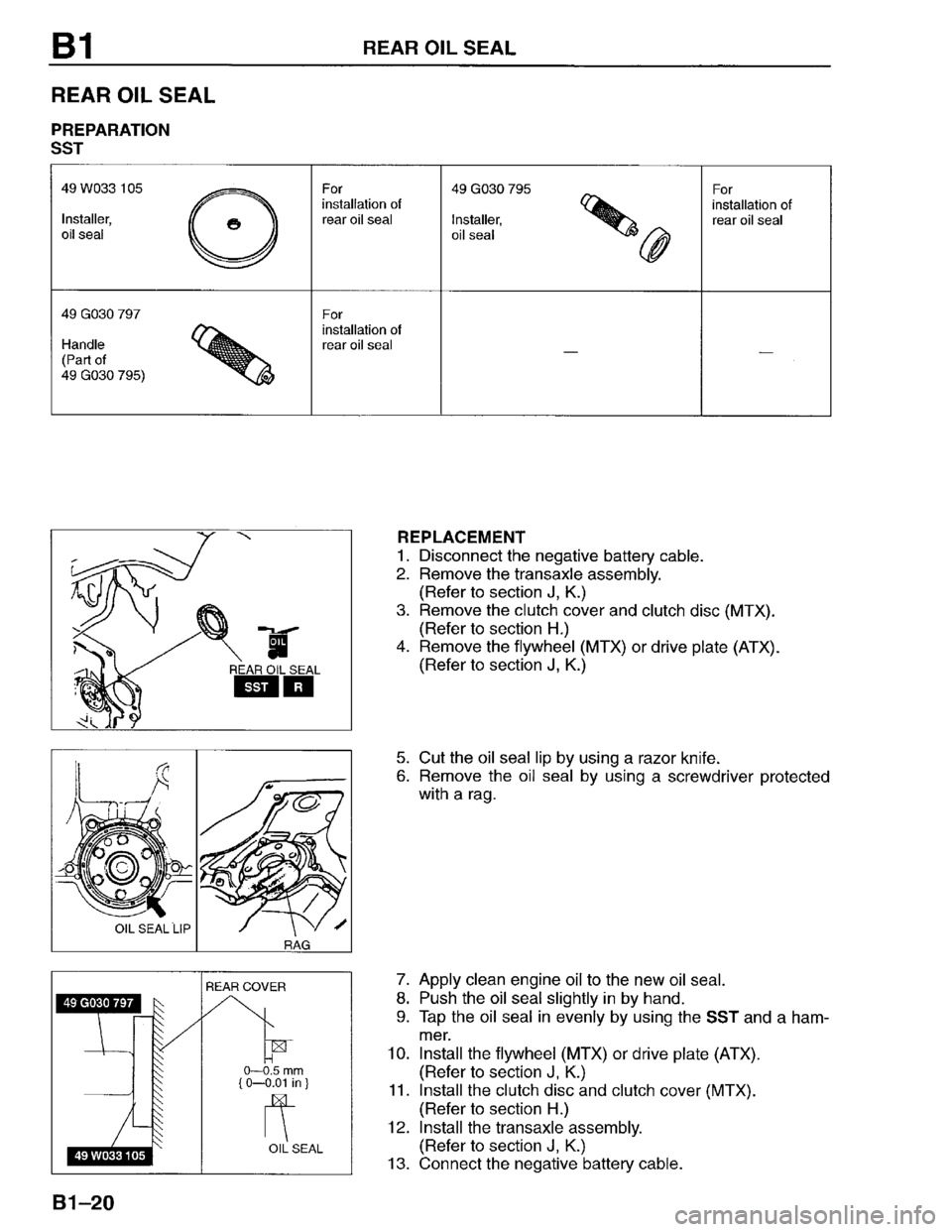 MAZDA PROTEGE 1996 Service Manual 