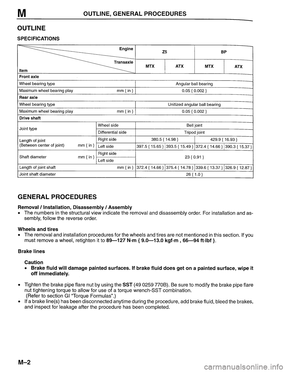 MAZDA PROTEGE 1996 Workshop Manual MAZDA PROTEGE 1996 Workshop Manual