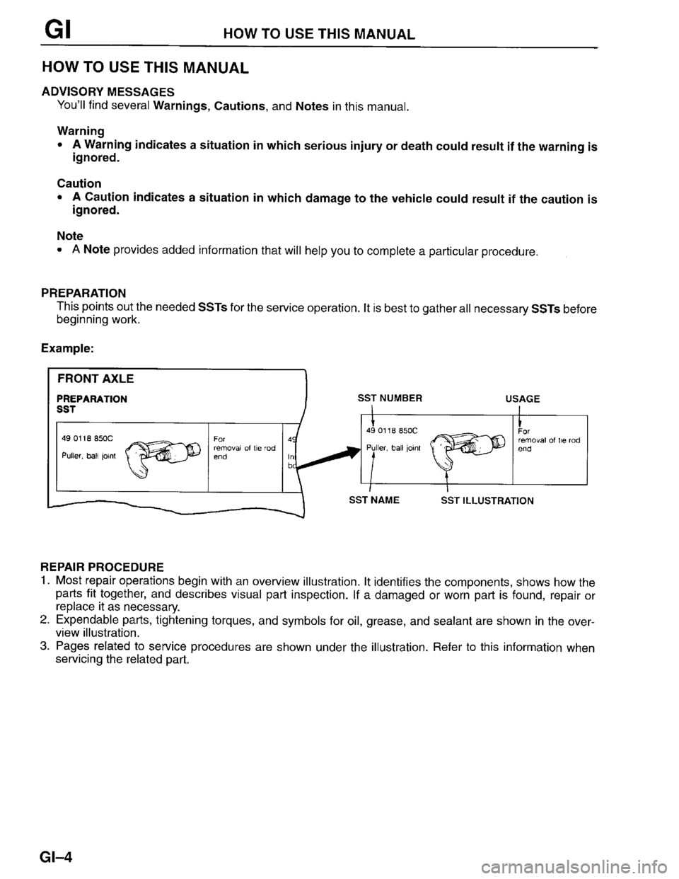 MAZDA PROTEGE 1996  Workshop Manual 