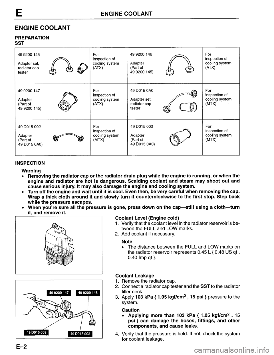 MAZDA PROTEGE 1996 Owners Manual MAZDA PROTEGE 1996 Owners Manual