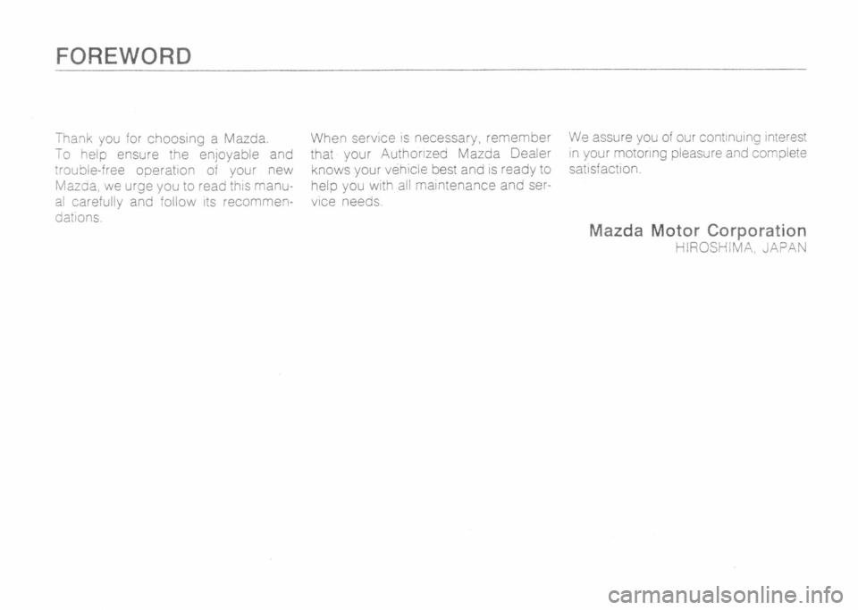 MAZDA MX-5 1989 Owners Manual MAZDA MX-5 1989 Owners Manual