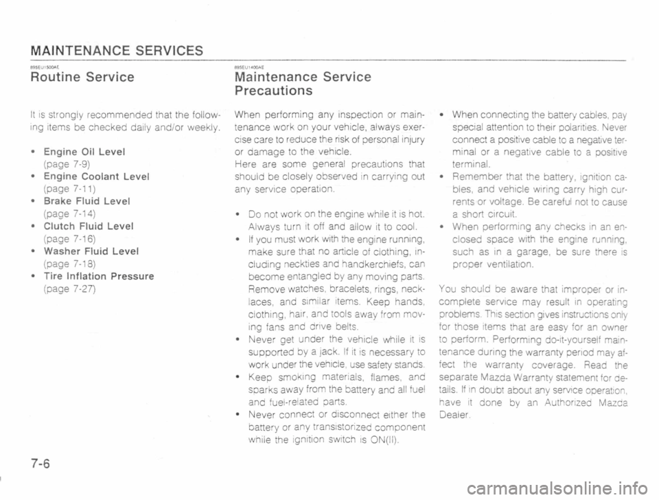 MAZDA MX-5 1989 Owners Manual MAZDA MX-5 1989 Owners Manual