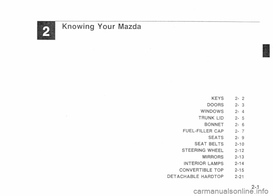 MAZDA MX-5 1989 User Guide 