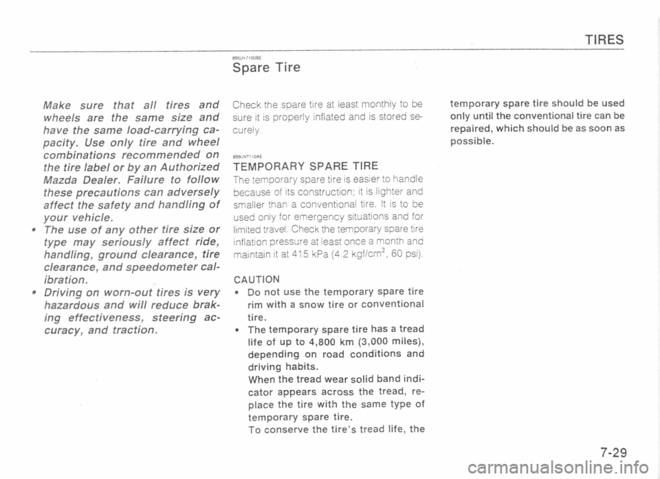 MAZDA MX-5 1989 Owners Manual MAZDA MX-5 1989 Owners Manual