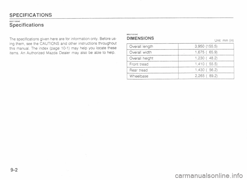 MAZDA MX-5 1989 Owners Manual MAZDA MX-5 1989 Owners Manual