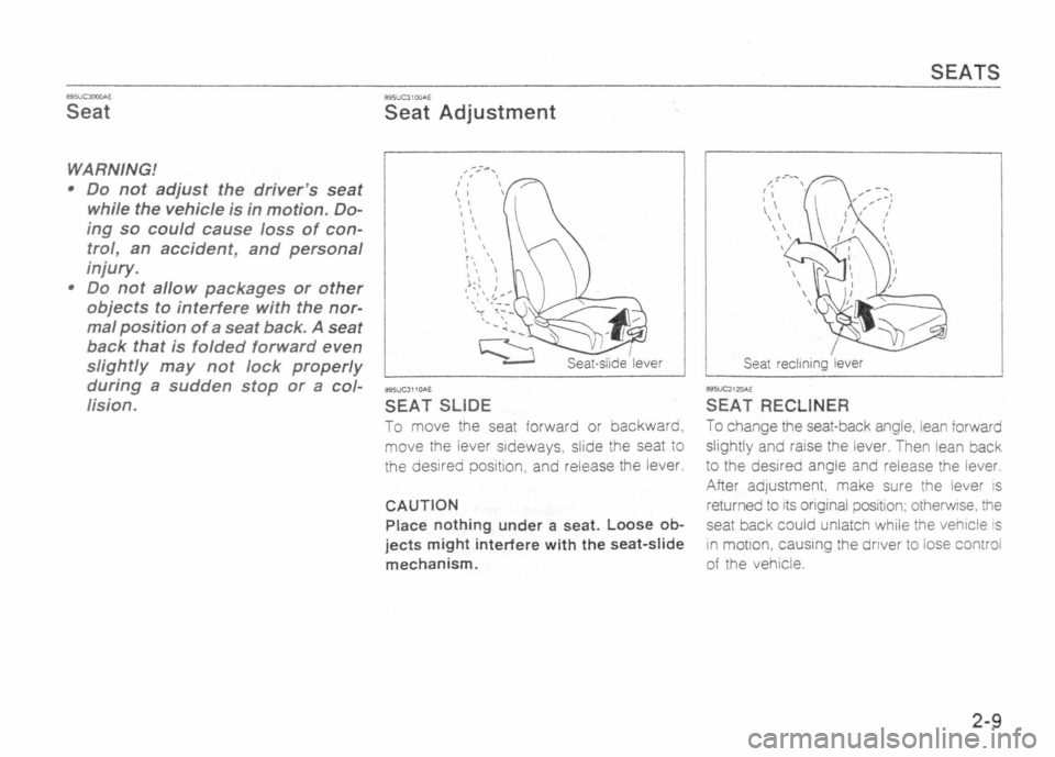 MAZDA MX-5 1989 User Guide 