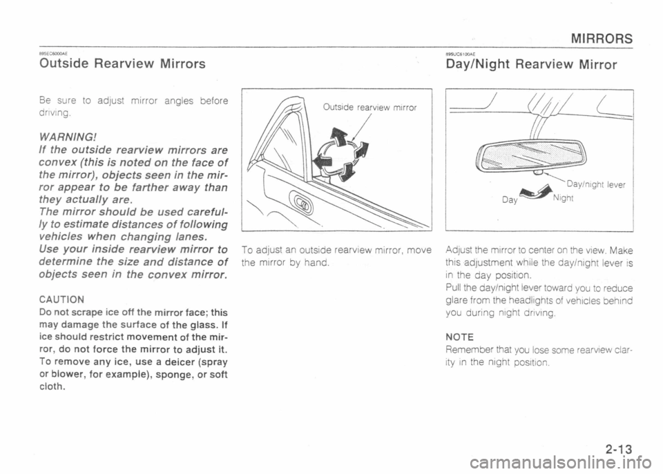 MAZDA MX-5 1989 Owners Manual 