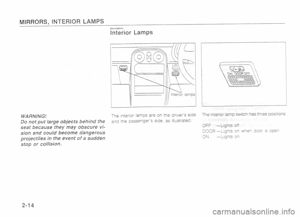 MAZDA MX-5 1989 Owners Manual 