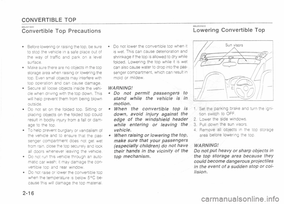 MAZDA MX-5 1989 Owners Manual 