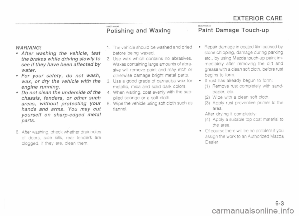 MAZDA MX-5 1989  Owners Manual 