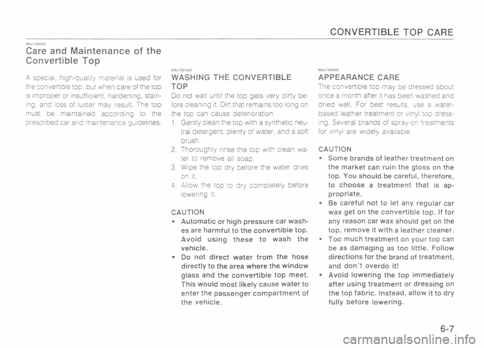 MAZDA MX-5 1989  Owners Manual 