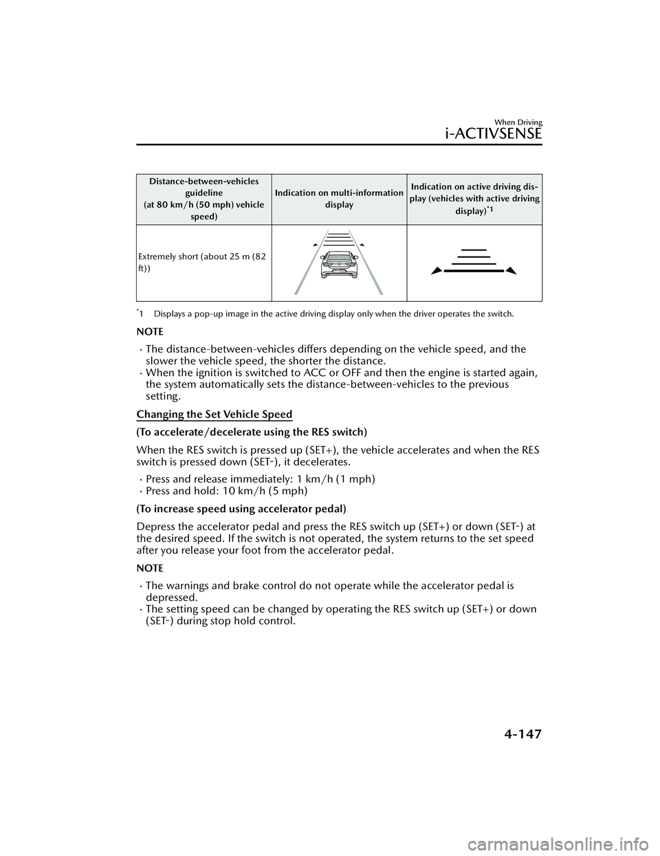 MAZDA MAZDA 2023 Manual Online Distance-between-vehiclesguideline
(at 80 km/h (50 mph) vehicle speed) Indication on multi-information
display Indication on active driving dis-
play (vehicles with active driving
display)
*1
Extremel MAZDA MAZDA 2023 Manual Online Distance-between-vehiclesguideline
(at 80 km/h (50 mph) vehicle speed) Indication on multi-information
display Indication on active driving dis-
play (vehicles with active driving
display)
*1
Extremel