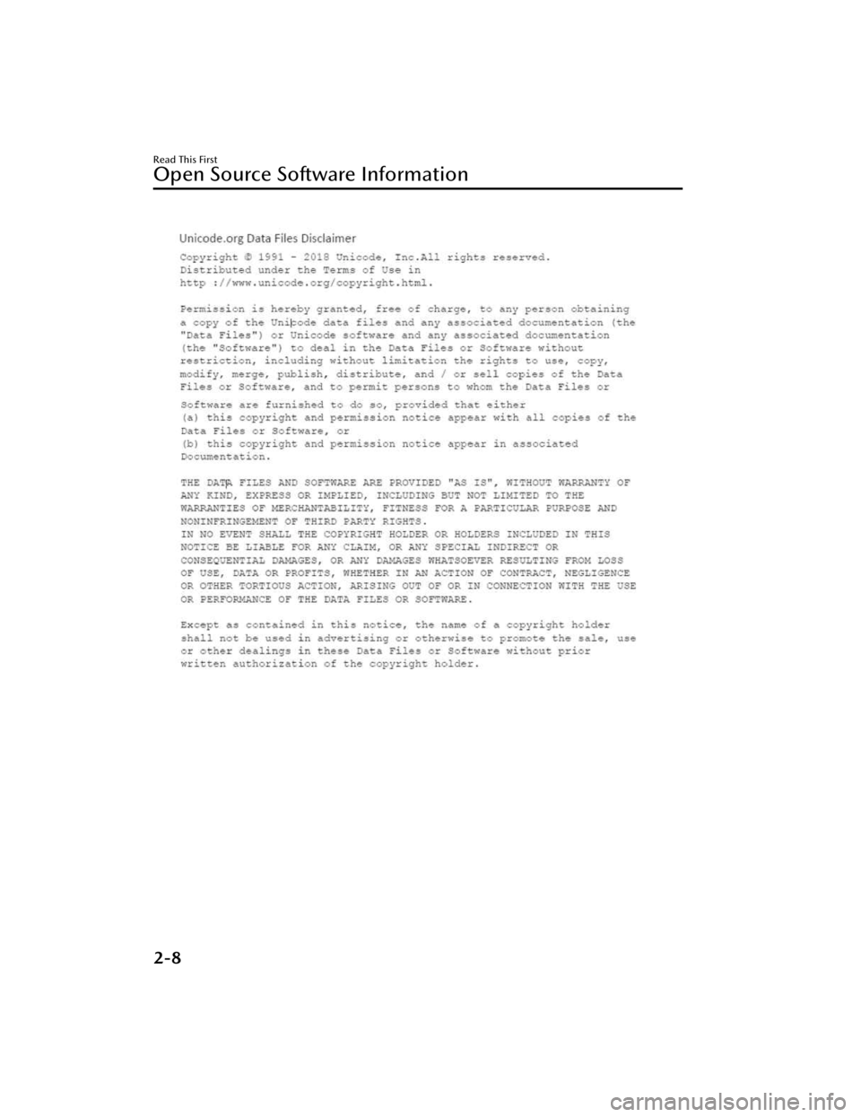 MAZDA CX90 2024 Owners Manual Read This First
Open Source Software Information
2-8
CX-90_8KG7-EA-22L_Edition1_new2022-11-17 16:05:04 