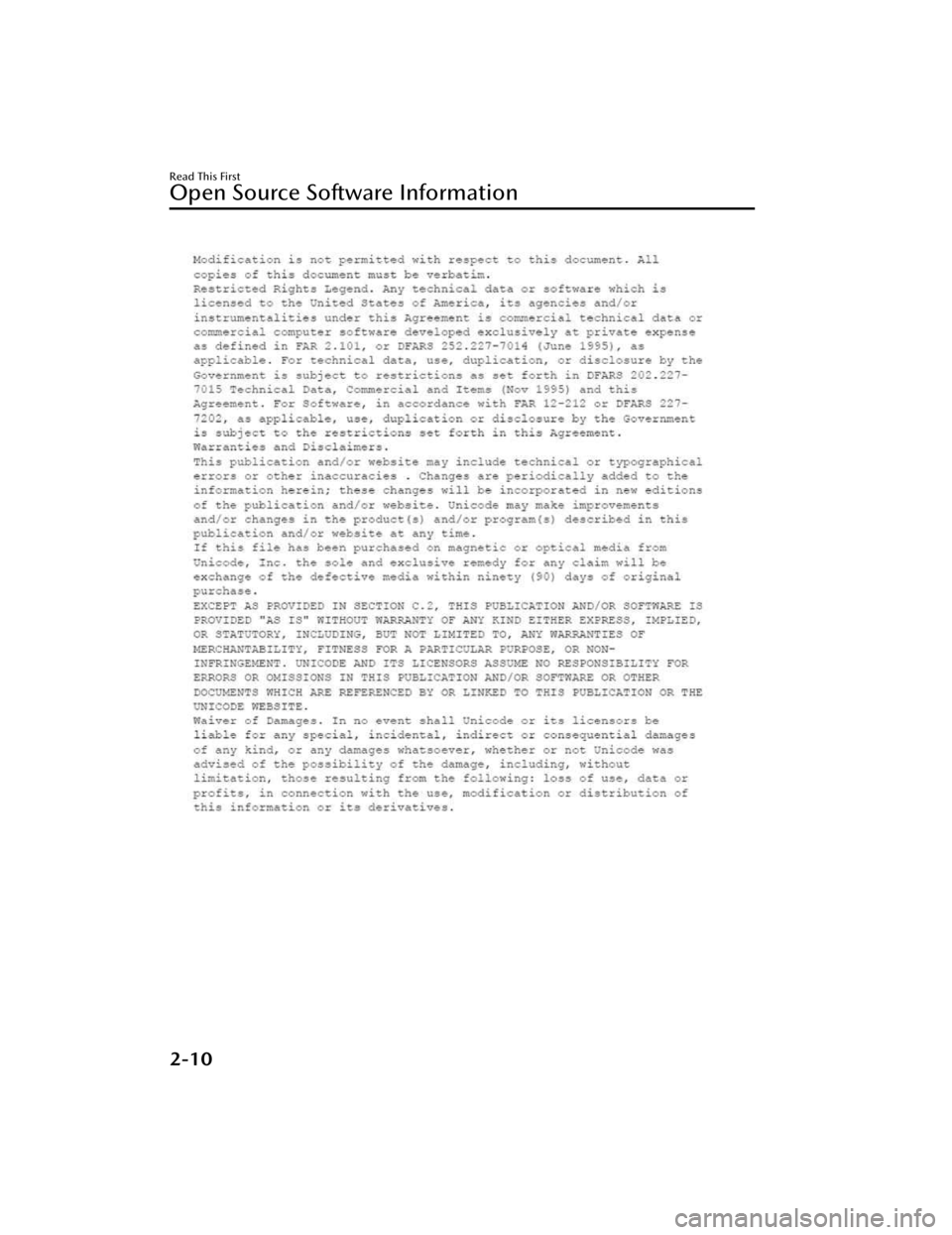 MAZDA CX90 2024 Owners Manual Read This First
Open Source Software Information
2-10
CX-90_8KG7-EA-22L_Edition1_new2022-11-17 16:05:04 