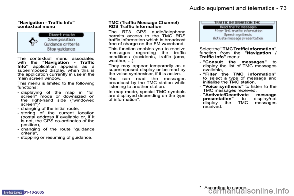 Peugeot 206 SW 2005.5 Manual PDF �7�2 �-�A�u�d�i�o� �e�q�u�i�p�m�e�n�t� �a�n�d� �t�e�l�e�m�a�t�i�c�s
�0�1�-�1�0�-�2�0�0�5
�7�3
�-�A�u�d�i�o� �e�q�u�i�p�m�e�n�t� �a�n�d� �t�e�l�e�m�a�t�i�c�s
�0�1�-�1�0�-�2�0�0�5
�T�h�e�  �c�o�n�t�e�x�