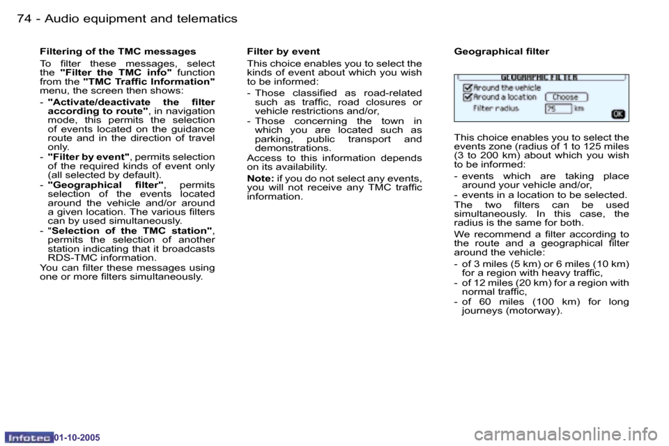 Peugeot 206 SW 2005.5 Manual PDF �7�4 �-�A�u�d�i�o� �e�q�u�i�p�m�e�n�t� �a�n�d� �t�e�l�e�m�a�t�i�c�s
�0�1�-�1�0�-�2�0�0�5
�7�5
�-�A�u�d�i�o� �e�q�u�i�p�m�e�n�t� �a�n�d� �t�e�l�e�m�a�t�i�c�s
�0�1�-�1�0�-�2�0�0�5
�F�i�l�t�e�r�i�n�g� �o