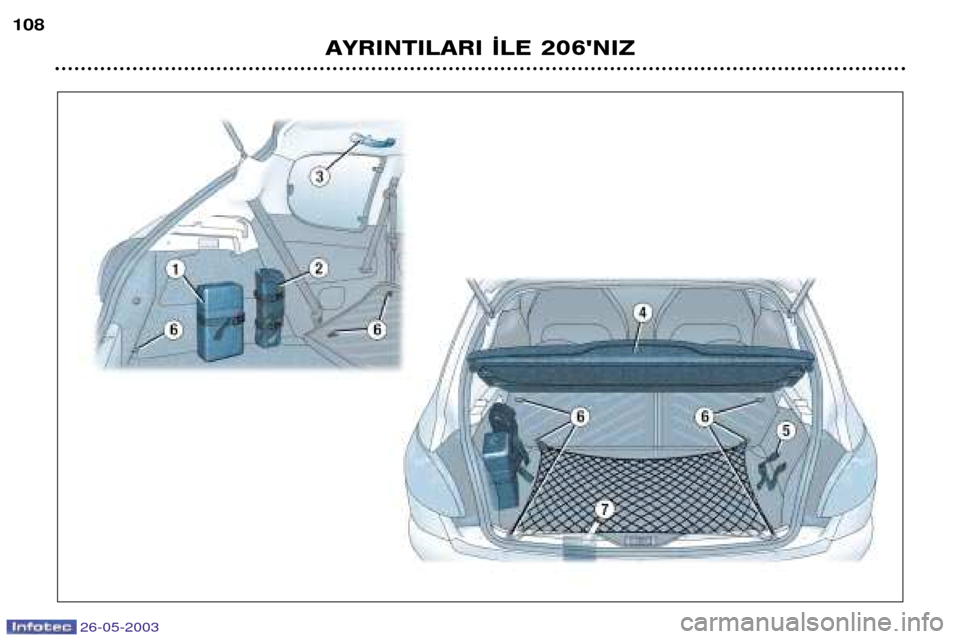 Peugeot 206 SW 2003  Kullanım Kılavuzu (in Turkish) 26-05-2003
AYRINTILARI ¬LE 206NIZ
108   Peugeot 206 SW 2003  Kullanım Kılavuzu (in Turkish) 26-05-2003
AYRINTILARI ¬LE 206NIZ
108