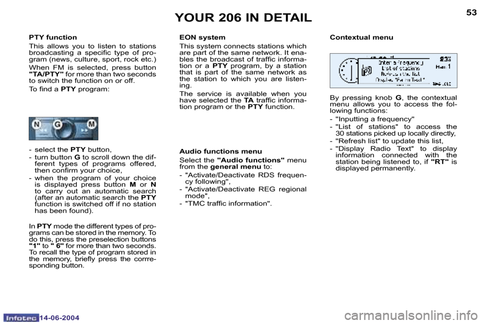 Peugeot 206 SW Dag 2004 Workshop Manual �5�2
�1�4�-�0�6�-�2�0�0�4
�5�3
�1�4�-�0�6�-�2�0�0�4
�Y�O�U�R� �2�0�6� �I�N� �D�E�T�A�I�L
�P�T�Y� �f�u�n�c�t�i�o�n�  
�T�h�i�s�  �a�l�l�o�w�s�  �y�o�u�  �t�o�  �l�i�s�t�e�n�  �t�o�  �s�t�a�t�i�o�n�s�  