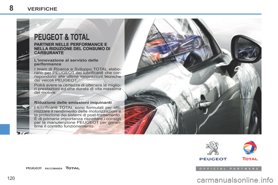 Peugeot 207 CC 2014 Manuale del proprietario (in Italian) 8VERIFICHE
120
207cc_it_Chap08_Verifi cations_ed01-2014
PEUGEOT & TOTAL
PARTNER NELLE PERFORMANCE E NELLA RIDUZIONE DEL CONSUMO DI CARBURANTE
Linnovazione al servizio delle
performance
I t Peugeot 207 CC 2014 Manuale del proprietario (in Italian) 8VERIFICHE
120
207cc_it_Chap08_Verifi cations_ed01-2014
PEUGEOT & TOTAL
PARTNER NELLE PERFORMANCE E NELLA RIDUZIONE DEL CONSUMO DI CARBURANTE
Linnovazione al servizio delle
performance
I t