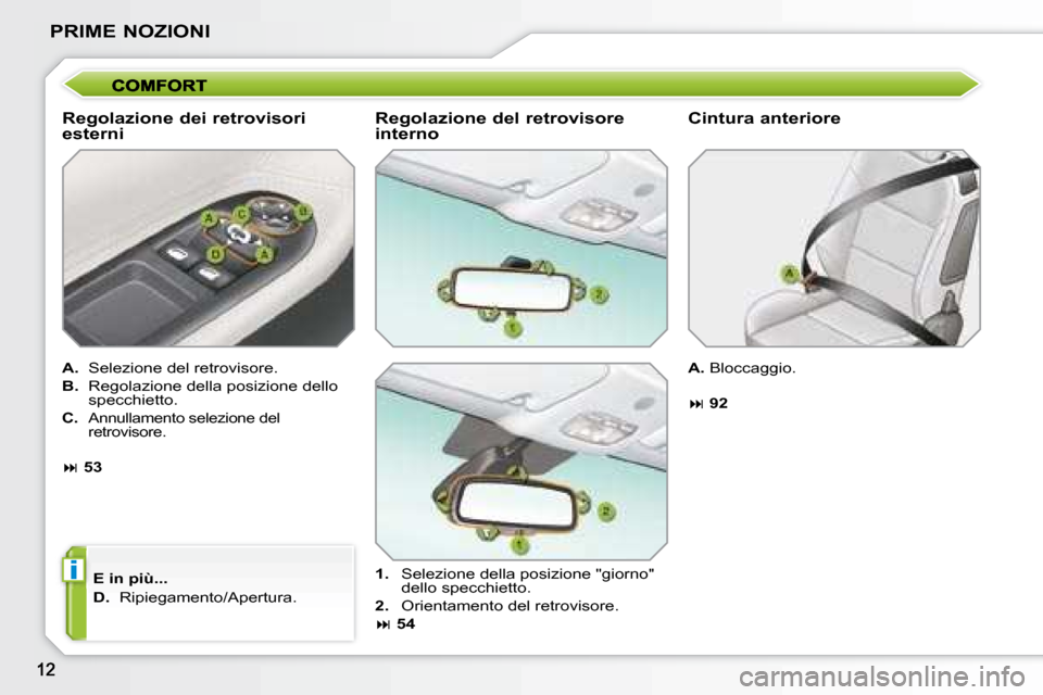 Peugeot 207 CC 2007.5  Manuale del proprietario (in Italian) i
PRIME NOZIONI
  Regolazione dei retrovisori  
esterni  
  
A.    Selezione del retrovisore. 
  
B.    Regolazione della posizione dello 
specchietto. 
  
C.    Annullamento selezione del 
retrovisor