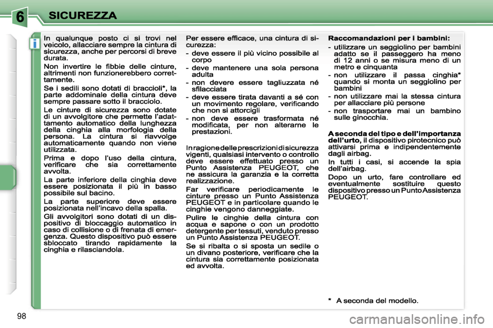 Peugeot 207 CC 2007  Manuale del proprietario (in Italian) �i
�9�8                                                         