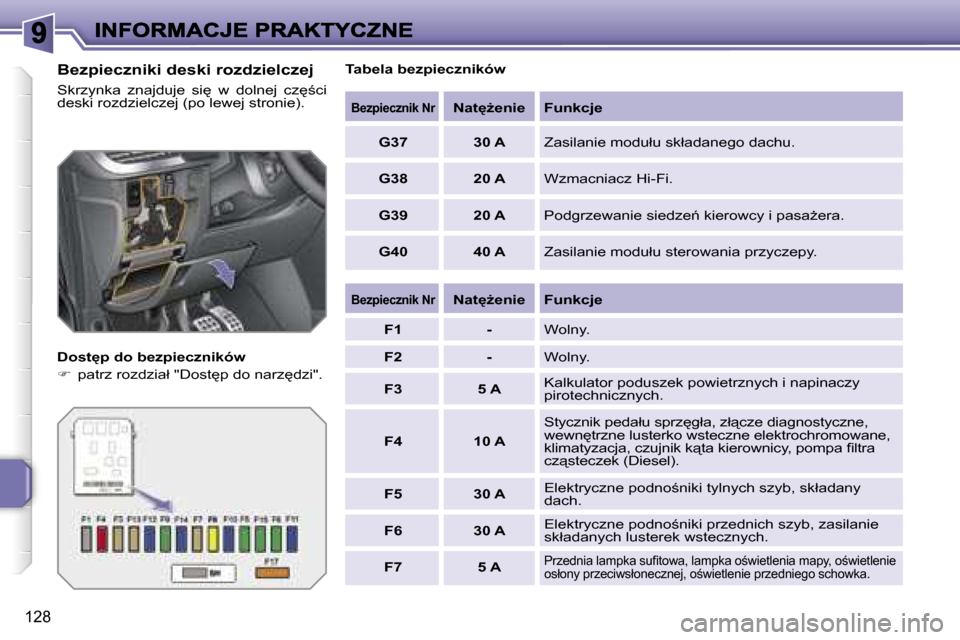 Peugeot 207 Cc 2007 Instrukcja Obsługi (In Polish) (194 Pages), Page 140: ! I 1 2 7 W Y M I A N A B E Z P I E C Z ...
