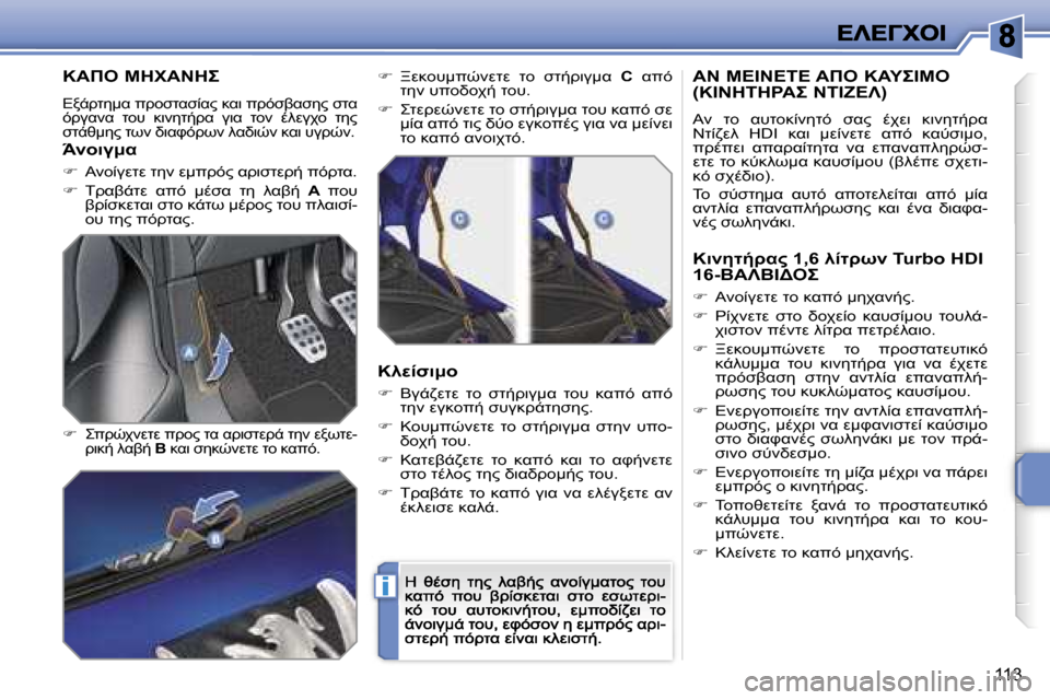 Peugeot 207 CC 2007  Εγχειρίδιο χρήσης (in Greek) �i
�1�1�3
�