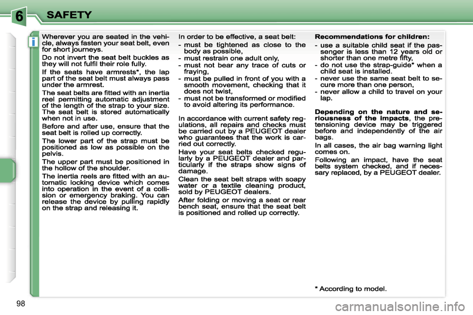 Peugeot 207 CC Dag 2007  Owners Manual �i
�9�8                                               