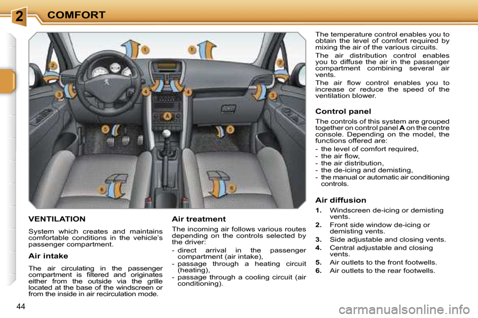 Peugeot 207 Dag 2005.5 Owners Guide �2�C�O�M�F�O�R�T
�4�4
�V�E�N�T�I�L�A�T�I�O�N
�S�y�s�t�e�m�  �w�h�i�c�h�  �c�r�e�a�t�e�s�  �a�n�d�  �m�a�i�n�t�a�i�n�s�  
�c�o�m�f�o�r�t�a�b�l�e�  �c�o�n�d�i�t�i�o�n�s�  �i�n�  �t�h�e�  �v�e�h�i�c�l�e�
