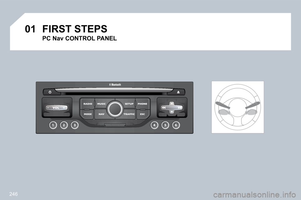 Peugeot 3008 Dag 2009.5  Owners Manual 246
01 FIRST STEPS 
  PC Nav CONTROL PANEL      