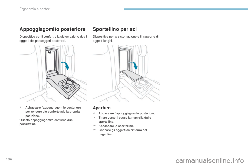 Peugeot 3008 Hybrid 4 2017 Manuale del proprietario (in Italian) 134
3008-2_it_Chap03_ergonomie-et-confort_ed01-2016
Appoggiagomito posteriore
F Abbassare lappoggiagomito posteriore per rendere più confortevole la propria
posizione.
Questo appoggiagomito contien Peugeot 3008 Hybrid 4 2017 Manuale del proprietario (in Italian) 134
3008-2_it_Chap03_ergonomie-et-confort_ed01-2016
Appoggiagomito posteriore
F Abbassare lappoggiagomito posteriore per rendere più confortevole la propria
posizione.
Questo appoggiagomito contien