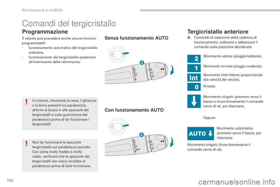Peugeot 3008 Hybrid 4 2017 Manuale del proprietario (in Italian) 152
3008-2_it_Chap04_eclairage-et-visibilite_ed01-2016
Programmazione
Il veicolo può prevedere anche alcune funzioni
programmabili:
-
f
unzionamento automatico del tergicristallo
anteriore,
-
f Peugeot 3008 Hybrid 4 2017 Manuale del proprietario (in Italian) 152
3008-2_it_Chap04_eclairage-et-visibilite_ed01-2016
Programmazione
Il veicolo può prevedere anche alcune funzioni
programmabili:
-
f
unzionamento automatico del tergicristallo
anteriore,
-
f