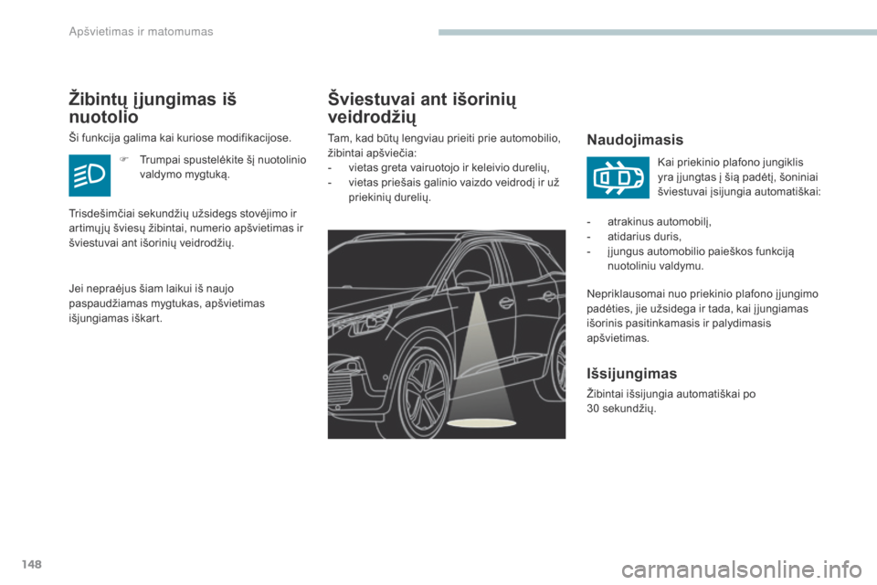 Peugeot 3008 Hybrid 4 2017 Savininko vadovas (in Lithuanian) 148
3008-2_lt_Chap04_eclairage-et-visibilite_ed01-2016
Šviestuvai ant išorinių
veidrodžių
Naudojimasis
Nepriklausomai nuo priekinio plafono į jungimo
padėties, jie užsidega ir tada, kai į j Peugeot 3008 Hybrid 4 2017 Savininko vadovas (in Lithuanian) 148
3008-2_lt_Chap04_eclairage-et-visibilite_ed01-2016
Šviestuvai ant išorinių
veidrodžių
Naudojimasis
Nepriklausomai nuo priekinio plafono į jungimo
padėties, jie užsidega ir tada, kai į j
