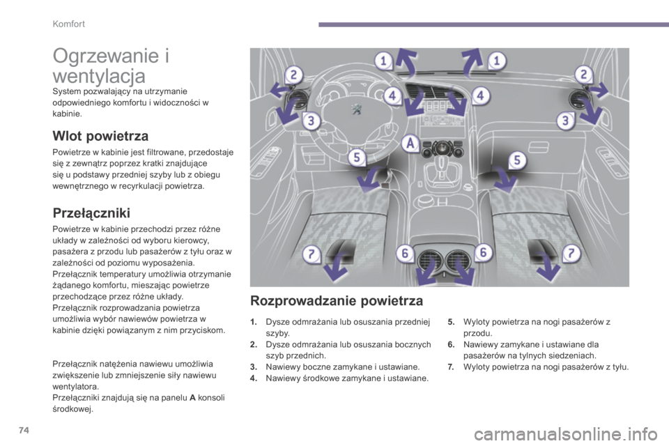 Peugeot 3008 Hybrid 4 2014 Instrukcja Obsługi (in Polish) Komfort
74
Ogrzewanie i
wentylacja
System pozwalający na utrzymanie odpowiedniego komfortu i widoczności w kabinie.
P r z e ł ą c z n i k i
Powietrze w kabinie przechodzi przez r Peugeot 3008 Hybrid 4 2014 Instrukcja Obsługi (in Polish) Komfort
74
Ogrzewanie i
wentylacja
System pozwalający na utrzymanie odpowiedniego komfortu i widoczności w kabinie.
P r z e ł ą c z n i k i
Powietrze w kabinie przechodzi przez r