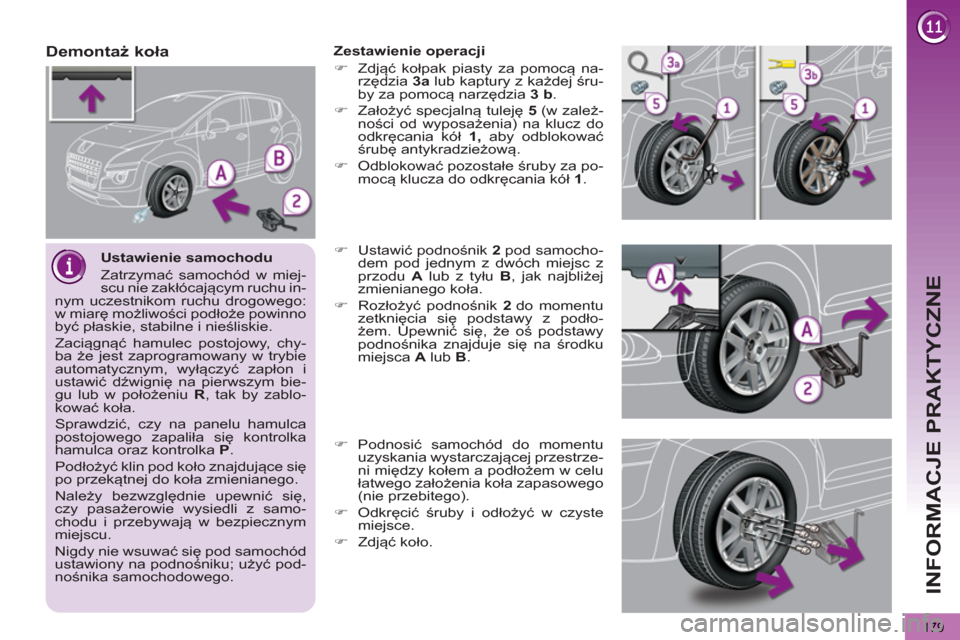 Peugeot 3008 Hybrid 4 2013 Instrukcja Obsługi (In Polish) (340 Pages), Page 190: Informacje Praktyczne 179 Ustawienie Samo ...