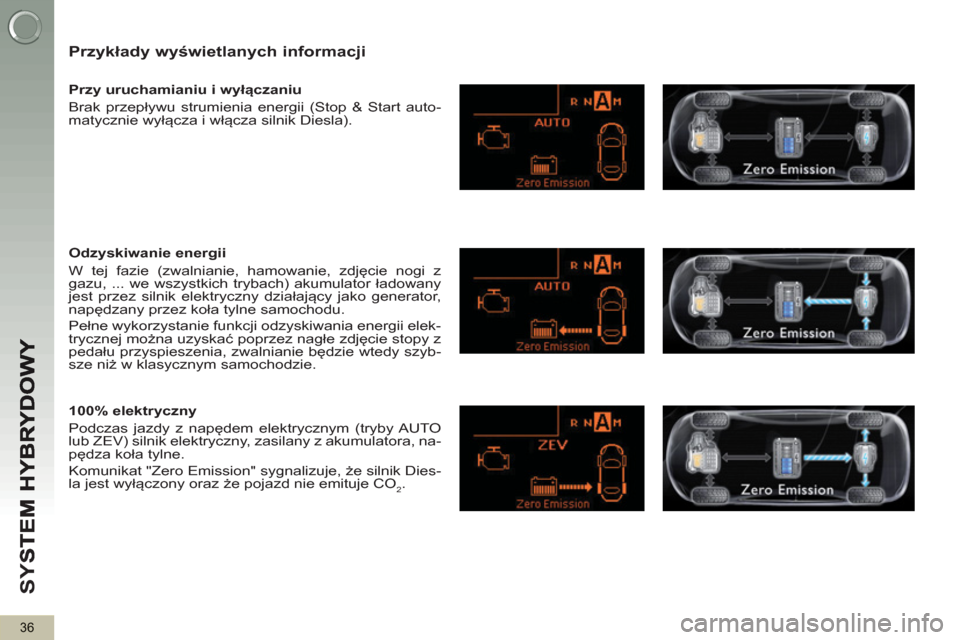 Peugeot 3008 Hybrid 4 2013 Instrukcja Obsługi (in Polish) SY
S
36
Przykłady wyświetlanych informacji
Przy uruchamianiu i wyłączaniu
Brak przepływu strumienia energii (Stop & Start auto-
matycznie wyłącza i włącza silnik Diesla).
Odz Peugeot 3008 Hybrid 4 2013 Instrukcja Obsługi (in Polish) SY
S
36
Przykłady wyświetlanych informacji
Przy uruchamianiu i wyłączaniu
Brak przepływu strumienia energii (Stop & Start auto-
matycznie wyłącza i włącza silnik Diesla).
Odz