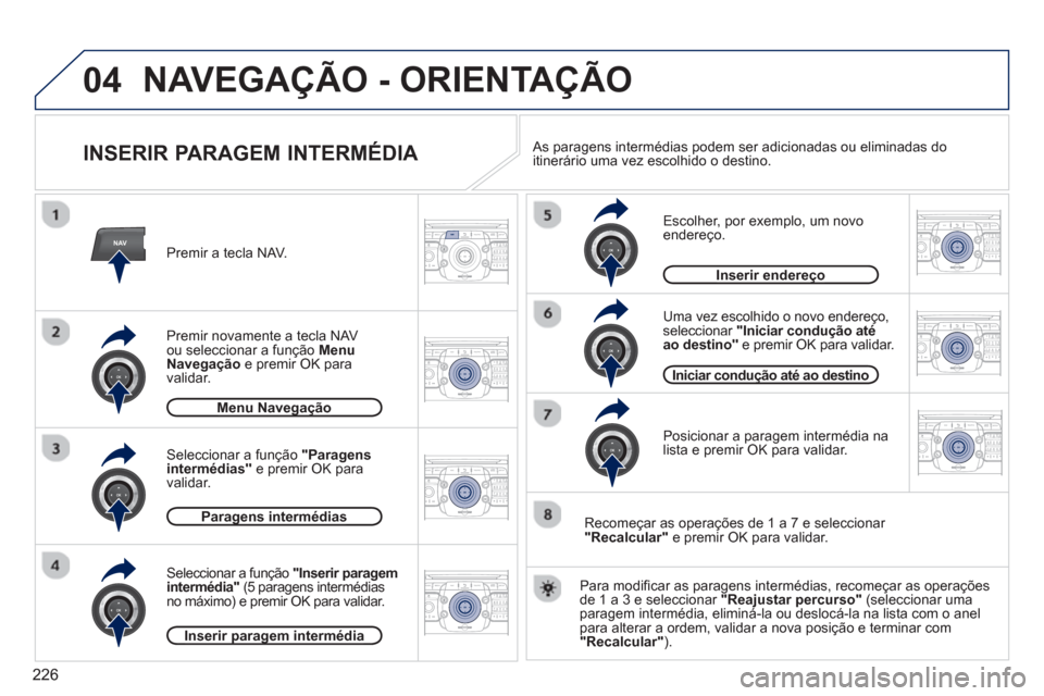 Peugeot 3008 Hybrid 4 2013  Manual do proprietário (in Portuguese) 226
04
NAV2ABC3DEF5JKL4GHI6MNO8TUV7PQRS9WXYZ0*#
1RADIO MEDIANAV TRAFFIC
SETUPADDR
BOOK
2ABC3DEF5JKL4GHI6MNO8TUV7PQRS9WXYZ0*#
1RADIO MEDIANAV TRAFFIC
SETUPADDR
BOOK
2ABC3DEF5JKL4GHI6MNO8TUV7PQRS9WXYZ0*