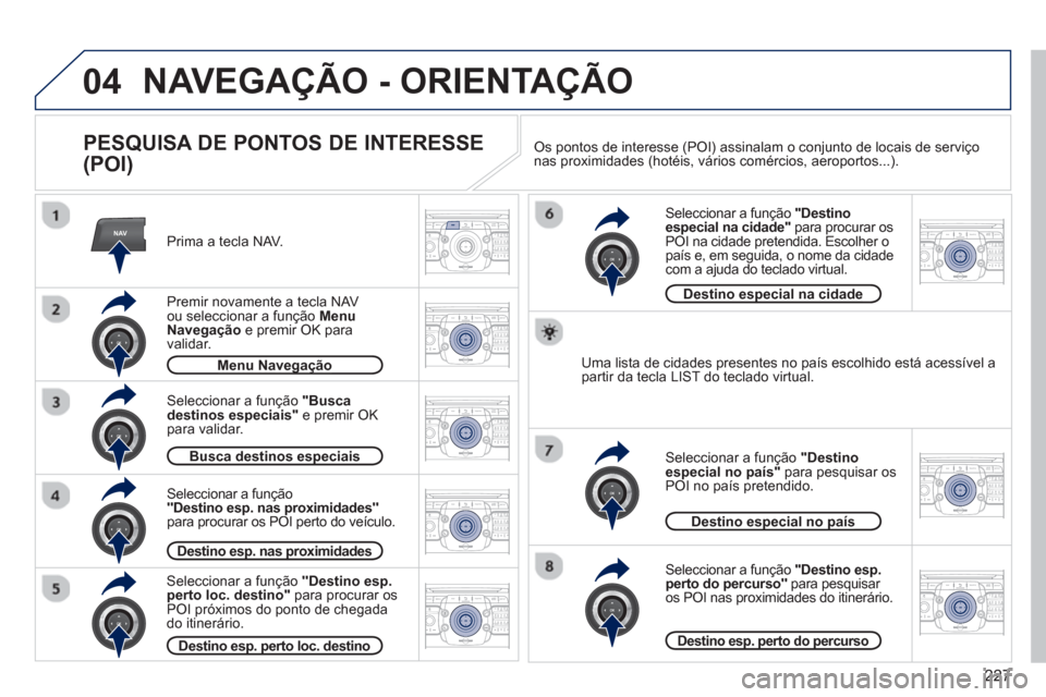 Peugeot 3008 Hybrid 4 2013  Manual do proprietário (in Portuguese) 227
04
NAV2ABC3DEF5JKL4GHI6MNO8TUV7PQRS9WXYZ0*#
1RADIO MEDIANAV TRAFFIC
SETUPADDR
BOOK
2ABC3DEF5JKL4GHI6MNO8TUV7PQRS9WXYZ0*#
1RADIO MEDIANAV TRAFFIC
SETUPADDR
BOOK
2ABC3DEF5JKL4GHI6MNO8TUV7PQRS9WXYZ0*