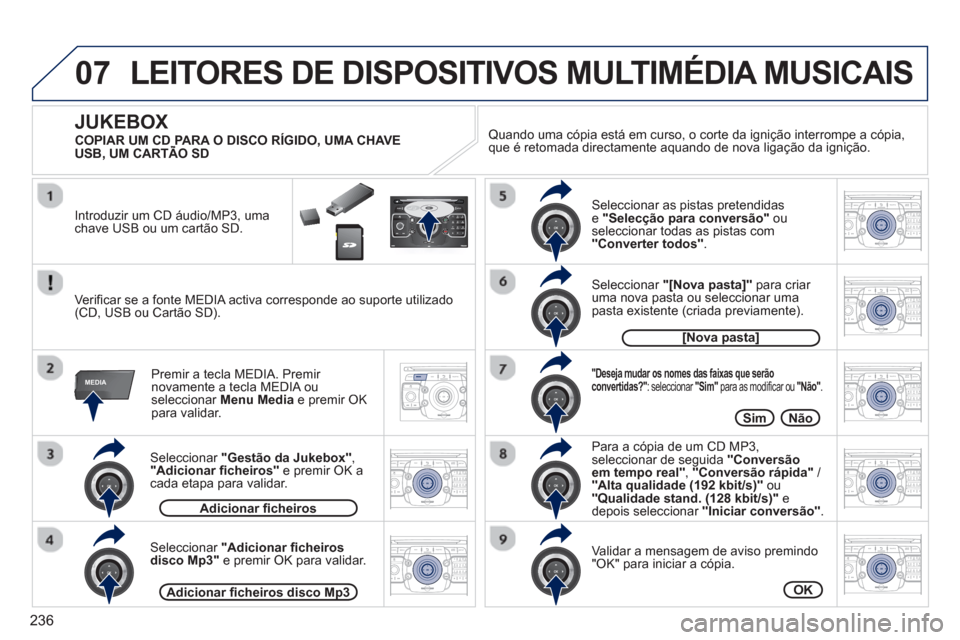 Peugeot 3008 Hybrid 4 2013  Manual do proprietário (in Portuguese) 236
07
MEDIA
2ABC3DEF5JKL4GHI6MNO8TUV7PQRS9WXYZ0*#
1RADIO MEDIANAV ESC TRAFFIC
SETUPADDR
BOOK
2ABC3DEF5JKL4GHI6MNO8TUV7PQRS9WXYZ0*#
1RADIO MEDIANAV TRAFFIC
SETUPADDR
BOOK
2ABC3DEF5JKL4GHI6MNO8TUV7PQRS