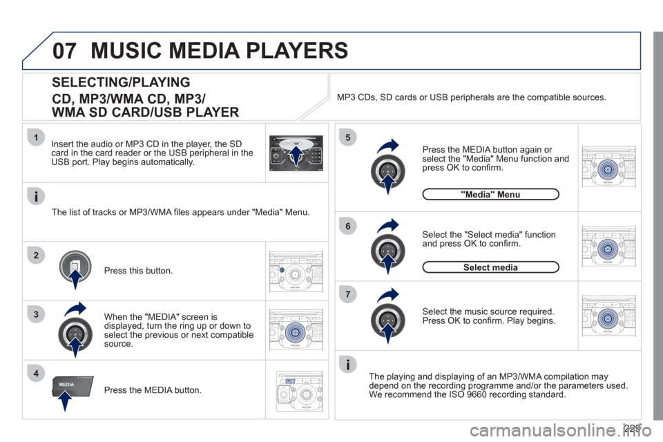 Peugeot 3008 Hybrid 4 2012  Owners Manual 229
07
1
4
5
6
3
MEDIA
2ABC3DEF5JKL4GHI6MNO8TUV7PQRS9WXYZ0*#
1RADIO MEDIANAV ESC TRAFFIC
SETUPADDR
BOOK
2
7
2ABC3DEF5JKL4GHI6MNO8TUV7PQRS9WXYZ0*#
1RADIO MEDIANAV ESC TRAFFIC
SETUPADDR
BOOK
2ABC3DEF5JK