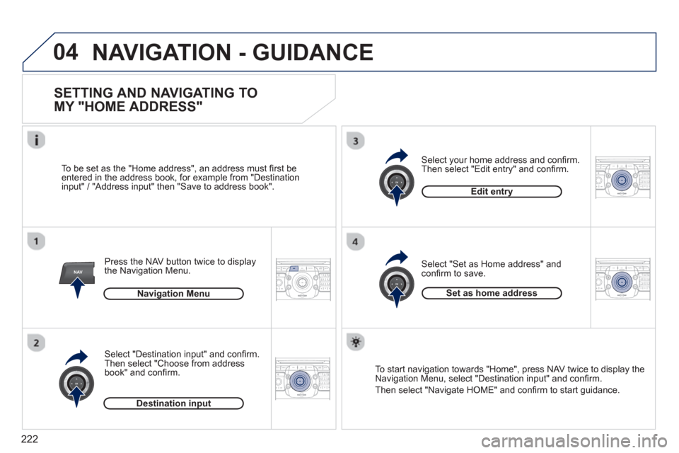 Peugeot 3008 Hybrid 4 2012  Owners Manual - RHD (UK. Australia) 222
04
NAV2ABC3DEF5JKL4GHI6MNO8TUV7PQRS9WXYZ0*#
1RADIO MEDIANAV ESC TRAFFIC
SETUPADDR
BOOK
2ABC3DEF5JKL4GHI6MNO8TUV7PQRS9WXYZ0*#
1RADIO MEDIANAV ESC TRAFFIC
SETUPADDR
BOOK
2ABC3DEF5JKL4GHI6MNO8TUV7PQR