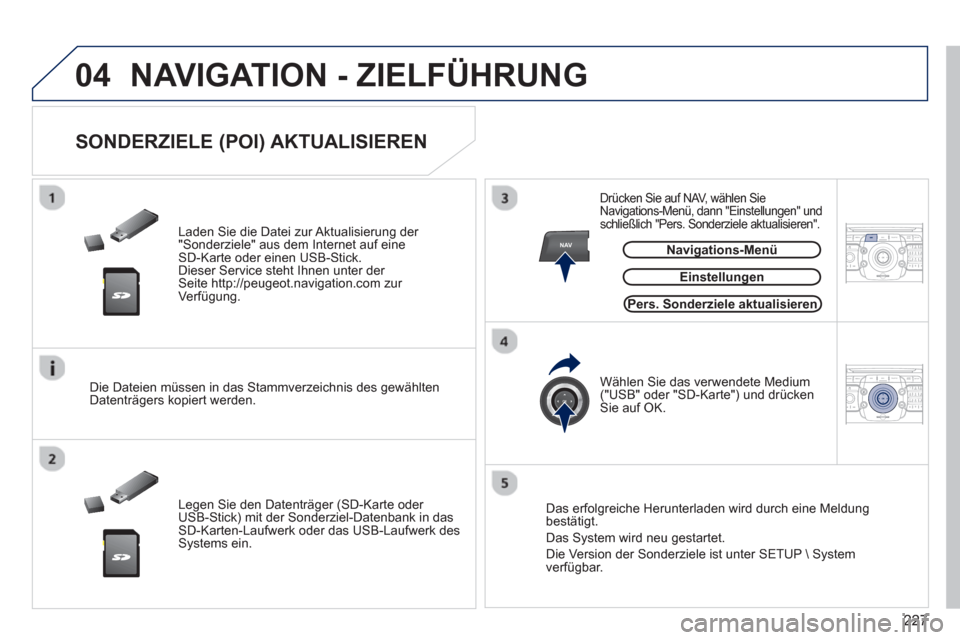 Peugeot 3008 Hybrid 4 2012  Betriebsanleitung (in German) 227
04
NAV2ABC3DEF5JKL4GHI6MNO8TUV7PQRS9WXYZ0*#
1RADIO MEDIANAV ESC TRAFFIC
SETUPADDR
BOOK
2ABC3DEF5JKL4GHI6MNO8TUV7PQRS9WXYZ0*#
1RADIO MEDIANAV ESC TRAFFIC
SETUPADDR
BOOK
NAVIGATION - ZIELFÜHRUNG
  
