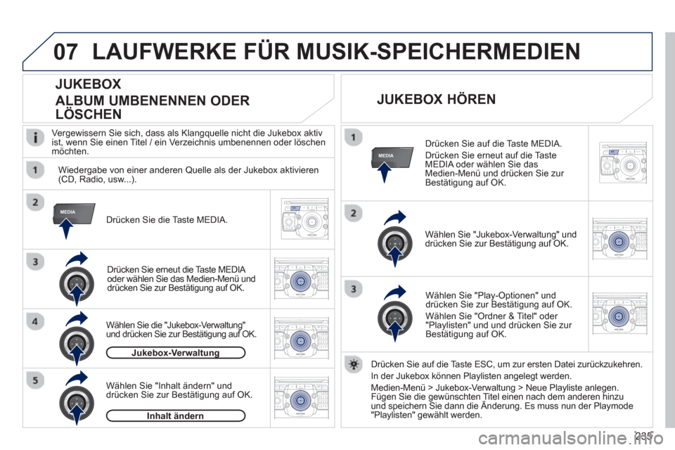 Peugeot 3008 Hybrid 4 2012  Betriebsanleitung (in German) 235
07
MEDIA
MEDIA
2ABC3DEF5JKL4GHI6MNO8TUV7PQRS9WXYZ0*#
1RADIO MEDIANAV ESC TRAFFIC
SETUPADDR
BOOK
2ABC3DEF5JKL4GHI6MNO8TUV7PQRS9WXYZ0*#
1RADIO MEDIANAV ESC TRAFFIC
SETUPADDR
BOOK
2ABC3DEF5JKL4GHI6MN