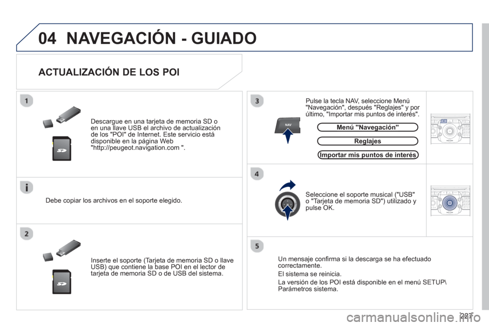 Peugeot 3008 Hybrid 4 2012 Manual del propietario (in Spanish) 227
04
NAV2ABC3DEF5JKL4GHI6MNO8TUV7PQRS9WXYZ0*#
1RADIO MEDIANAV ESC TRAFFIC
SETUPADDR
BOOK
2ABC3DEF5JKL4GHI6MNO8TUV7PQRS9WXYZ0*#
1RADIO MEDIANAV ESC TRAFFIC
SETUPADDR
BOOK
NAVEGACIÓN - GUIADO
Peugeot 3008 Hybrid 4 2012 Manual del propietario (in Spanish) 227
04
NAV2ABC3DEF5JKL4GHI6MNO8TUV7PQRS9WXYZ0*#
1RADIO MEDIANAV ESC TRAFFIC
SETUPADDR
BOOK
2ABC3DEF5JKL4GHI6MNO8TUV7PQRS9WXYZ0*#
1RADIO MEDIANAV ESC TRAFFIC
SETUPADDR
BOOK
NAVEGACIÓN - GUIADO